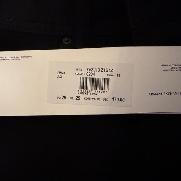 Armani Exchange J13 Slim Fit Black Jeans in Cotton Denim - Picture 7 of 7